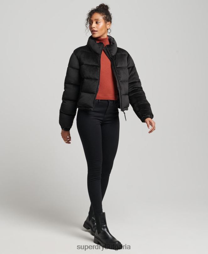 Superdry облекло N00H3570 черен Жени студийно кадифено яке