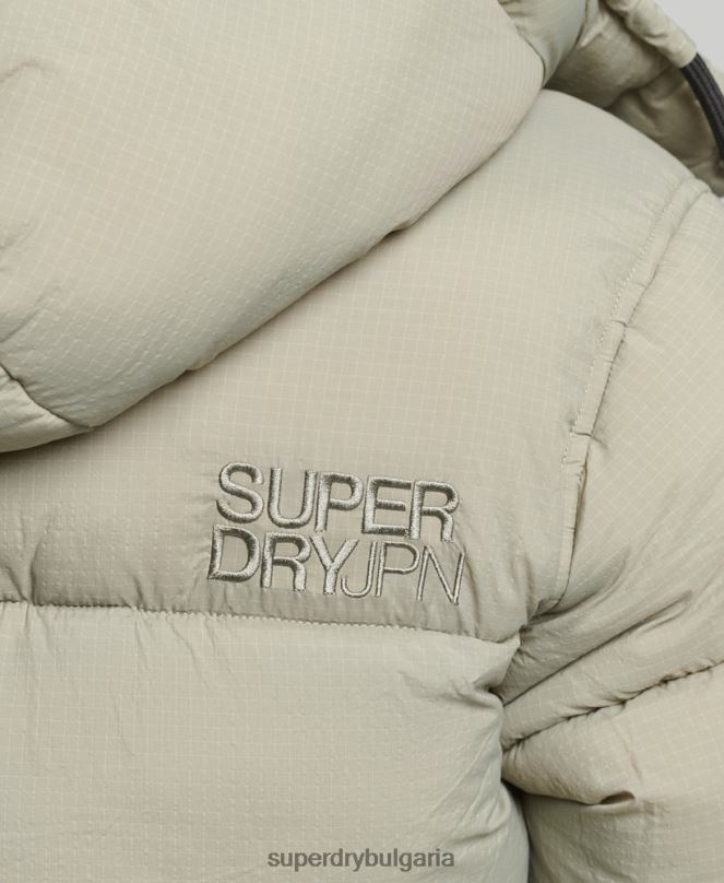 Superdry облекло N00H3574 зелено Жени пухено яке с рипстоп с качулка