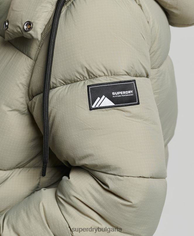 Superdry облекло N00H3574 зелено Жени пухено яке с рипстоп с качулка