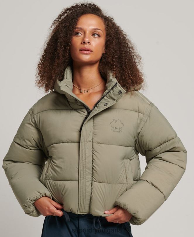 Superdry облекло N00H3577 каки Жени изрязано пухено яке с пашкул