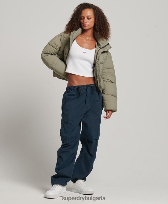 Superdry облекло N00H3577 каки Жени изрязано пухено яке с пашкул