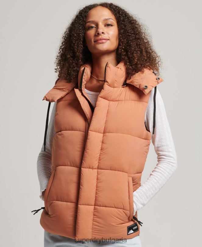 Superdry облекло N00H3580 оранжево Жени жилетка с кратка подплата