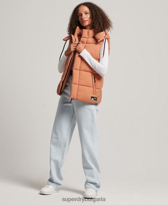 Superdry облекло N00H3580 оранжево Жени жилетка с кратка подплата