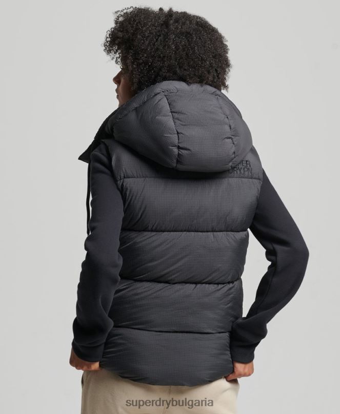 Superdry облекло N00H3581 черен Жени жилетка с кратка подплата