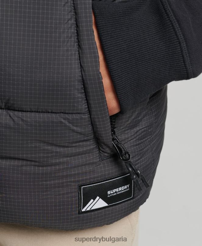 Superdry облекло N00H3581 черен Жени жилетка с кратка подплата