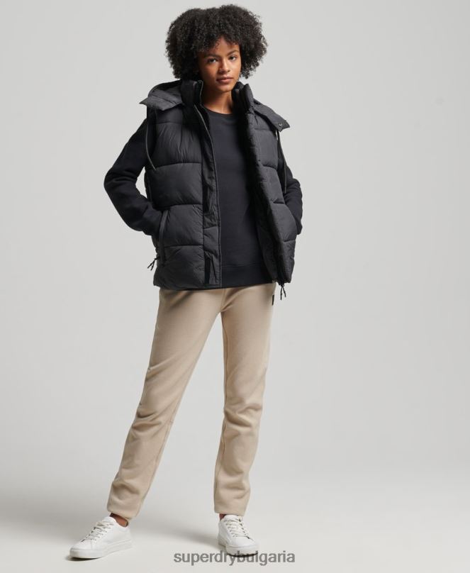 Superdry облекло N00H3581 черен Жени жилетка с кратка подплата