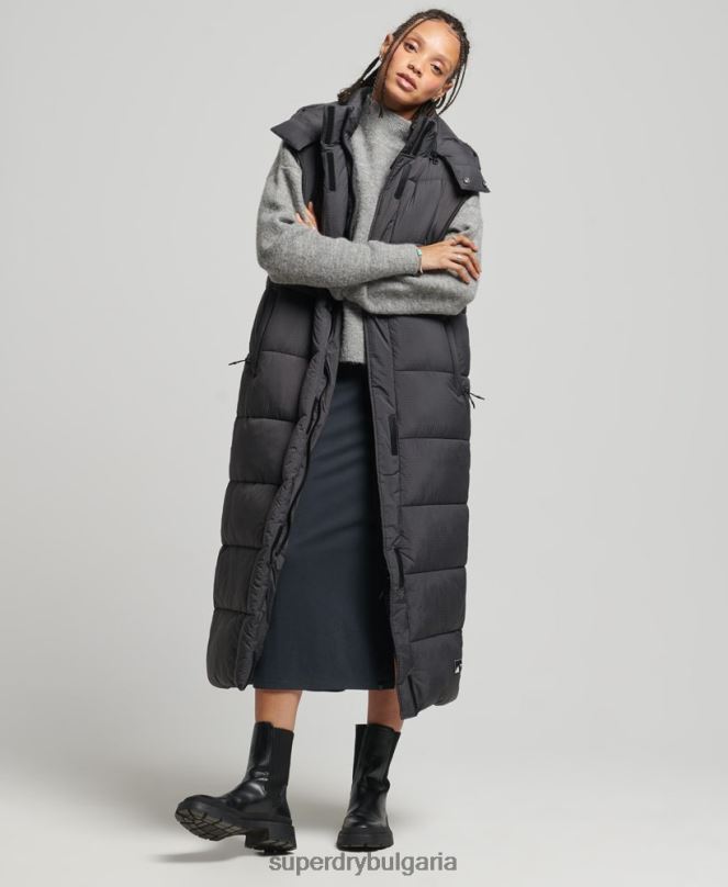 Superdry облекло N00H3584 черен Жени жилетка с парагади с качулка