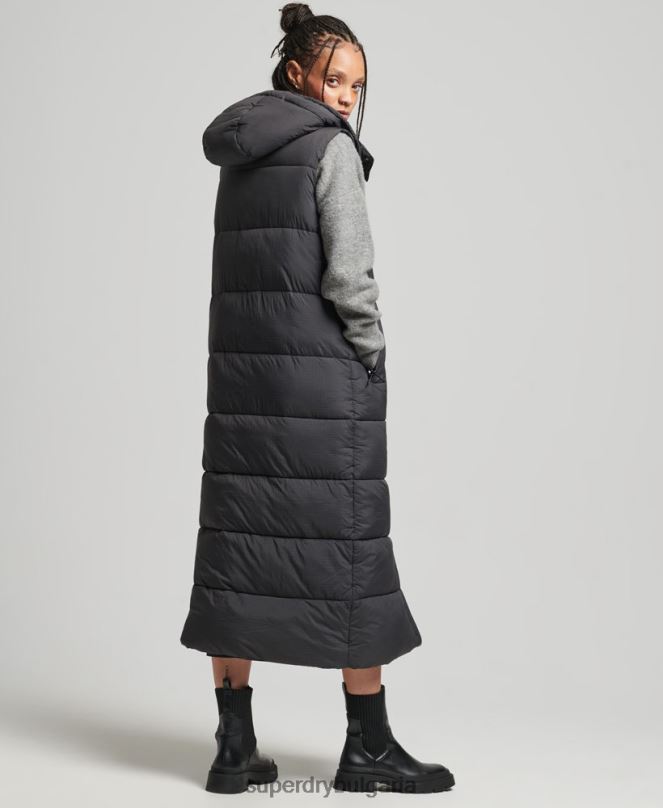 Superdry облекло N00H3584 черен Жени жилетка с парагади с качулка