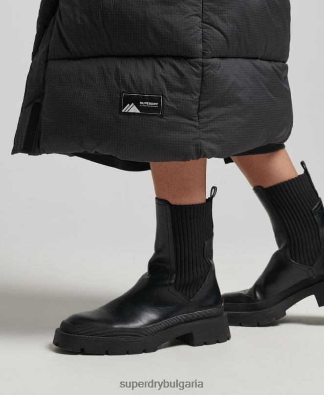 Superdry облекло N00H3584 черен Жени жилетка с парагади с качулка