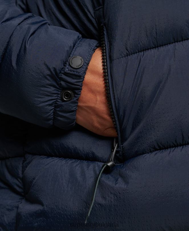 Superdry облекло N00H3585 военноморски флот Жени среднослойно късо яке с качулка