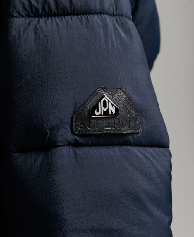 Superdry облекло N00H3585 военноморски флот Жени среднослойно късо яке с качулка