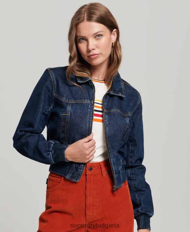 Superdry облекло N00H3589 тъмно синьо Жени инди клубно дънково яке