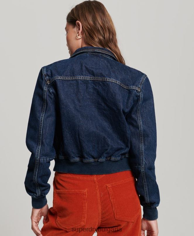 Superdry облекло N00H3589 тъмно синьо Жени инди клубно дънково яке