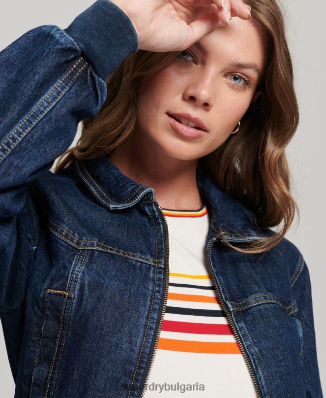 Superdry облекло N00H3589 тъмно синьо Жени инди клубно дънково яке