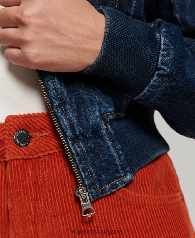 Superdry облекло N00H3589 тъмно синьо Жени инди клубно дънково яке