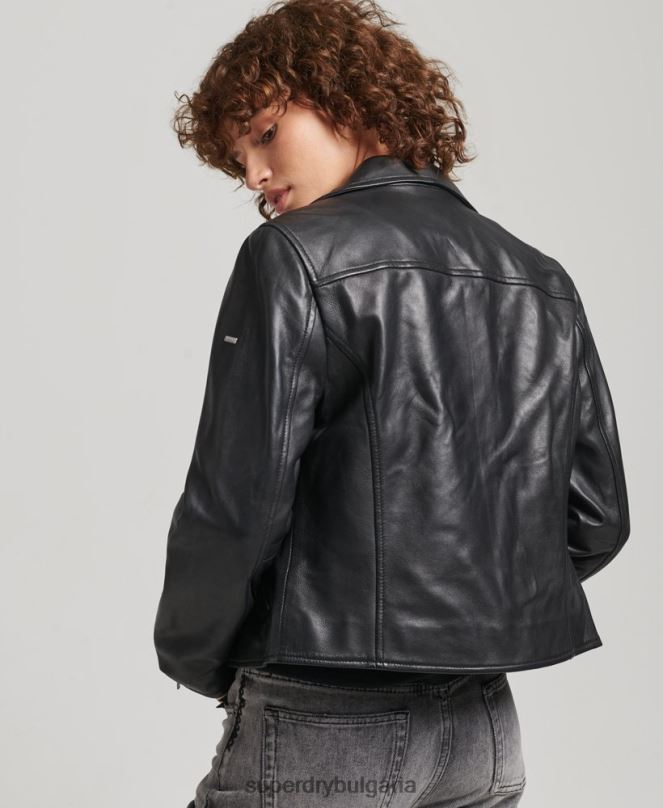 Superdry облекло N00H3590 черен Жени кожено мотоциклетско яке