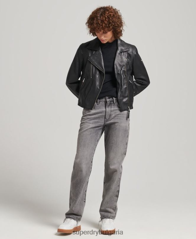 Superdry облекло N00H3590 черен Жени кожено мотоциклетско яке