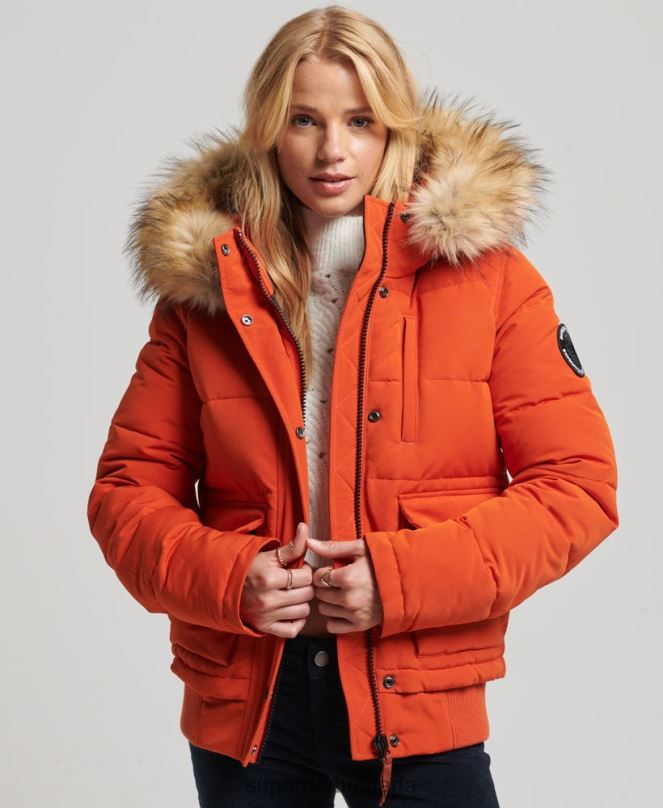 Superdry облекло N00H3591 оранжево Жени яке Everest с качулка и пуфър