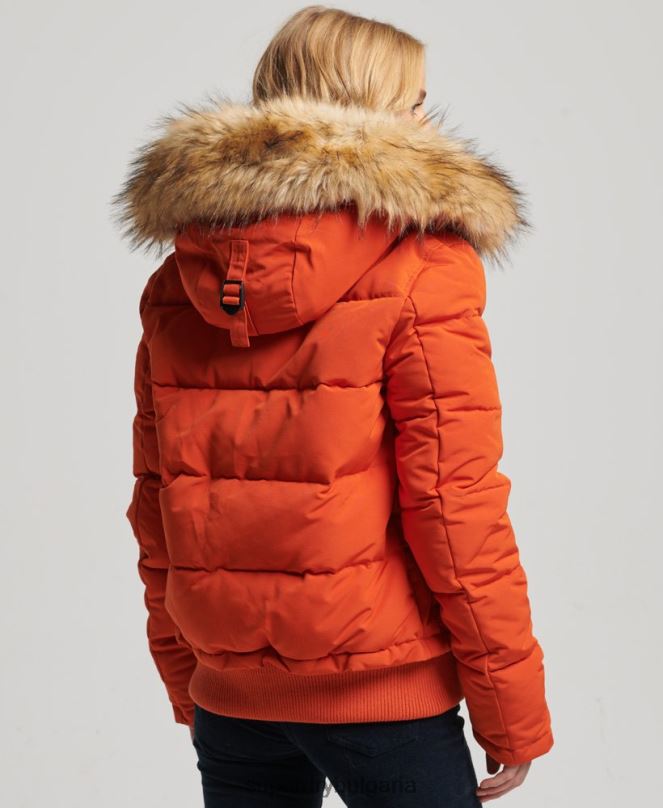 Superdry облекло N00H3591 оранжево Жени яке Everest с качулка и пуфър