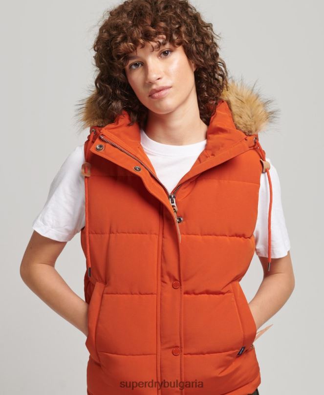 Superdry облекло N00H3592 оранжево Жени everest жилетка от изкуствена кожа
