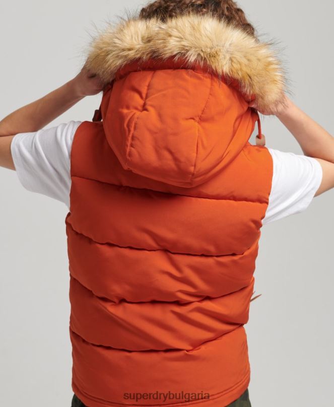 Superdry облекло N00H3592 оранжево Жени everest жилетка от изкуствена кожа