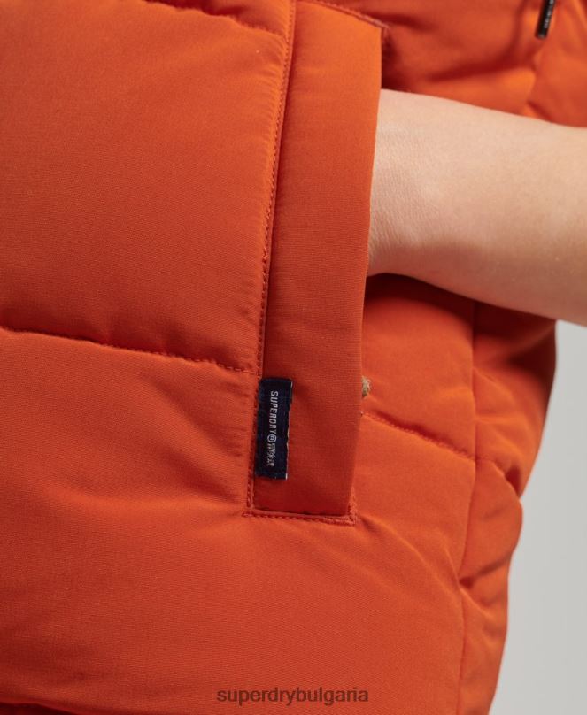 Superdry облекло N00H3592 оранжево Жени everest жилетка от изкуствена кожа