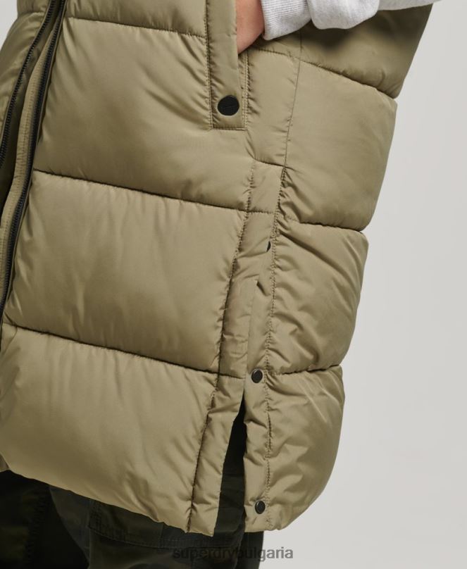Superdry облекло N00H3593 зелено Жени ватирана жилетка с парагади