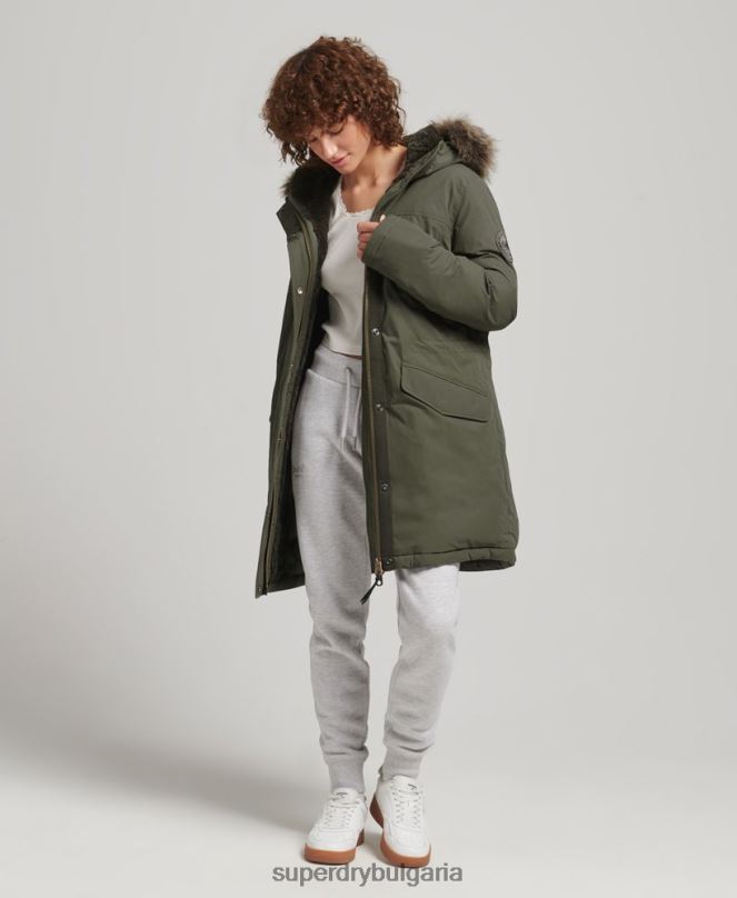 Superdry облекло N00H3599 каки Жени down everest parka