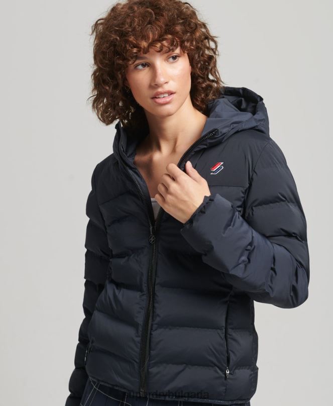 Superdry облекло N00H3600 военноморски флот Жени термозапечатано подплатено яке