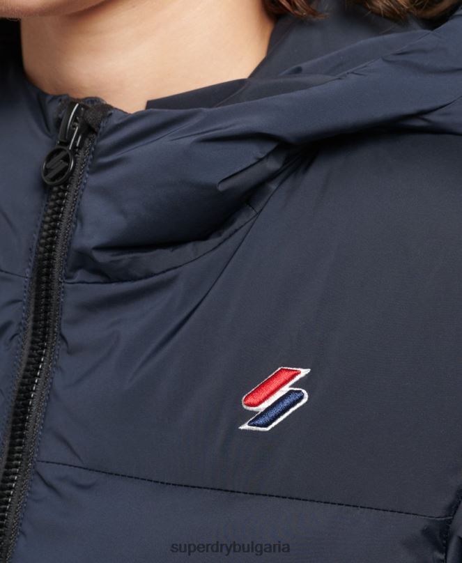 Superdry облекло N00H3600 военноморски флот Жени термозапечатано подплатено яке