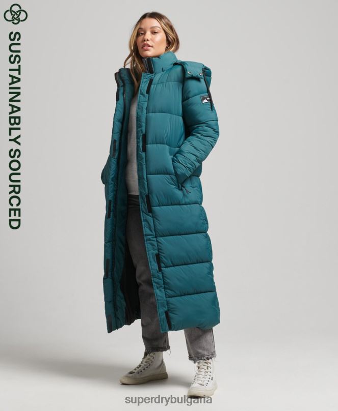 Superdry облекло N00H3603 зелено Жени пухено яке с парагади ripstop