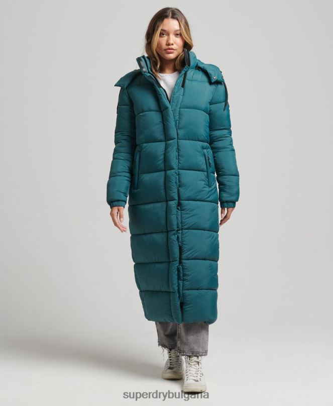 Superdry облекло N00H3603 зелено Жени пухено яке с парагади ripstop