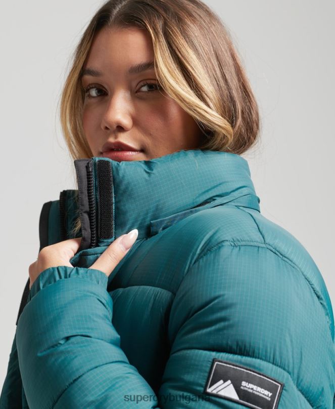 Superdry облекло N00H3603 зелено Жени пухено яке с парагади ripstop