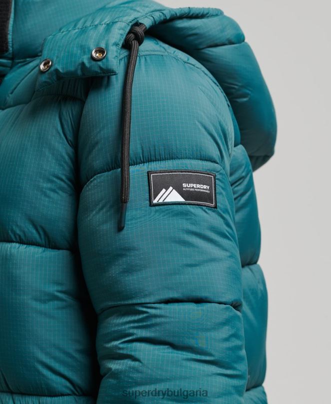 Superdry облекло N00H3603 зелено Жени пухено яке с парагади ripstop