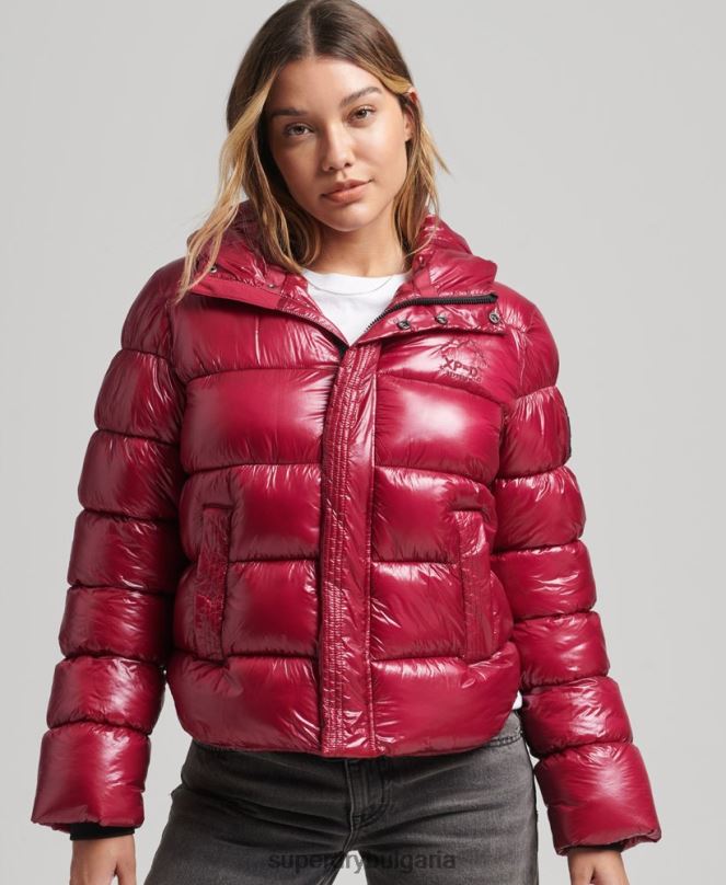 Superdry облекло N00H3607 розово Жени спортно пухено яке с качулка