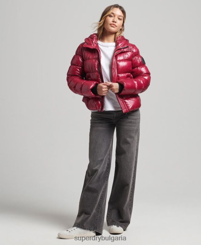 Superdry облекло N00H3607 розово Жени спортно пухено яке с качулка