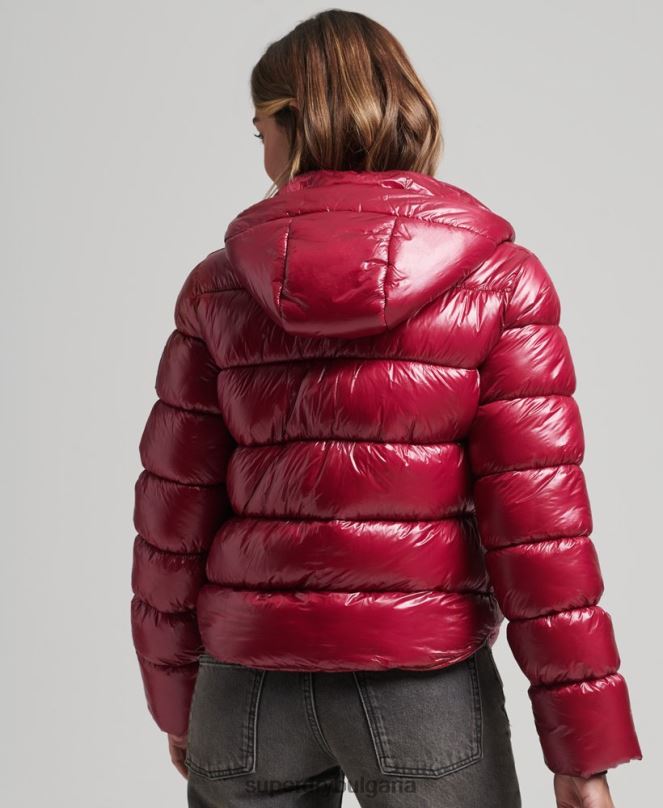 Superdry облекло N00H3607 розово Жени спортно пухено яке с качулка