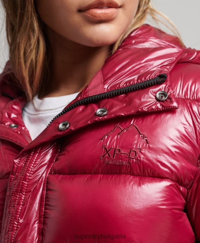 Superdry облекло N00H3607 розово Жени спортно пухено яке с качулка