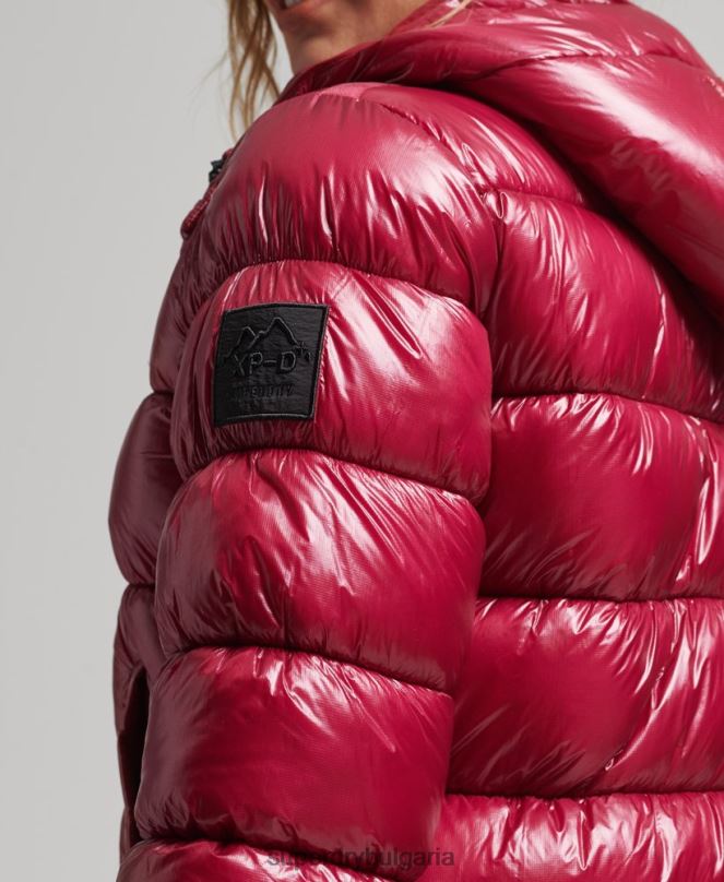Superdry облекло N00H3607 розово Жени спортно пухено яке с качулка