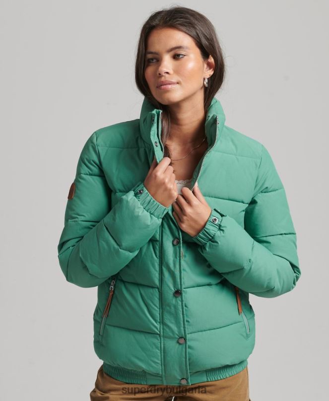 Superdry облекло N00H3608 зелено Жени ретро планинско пухено яке