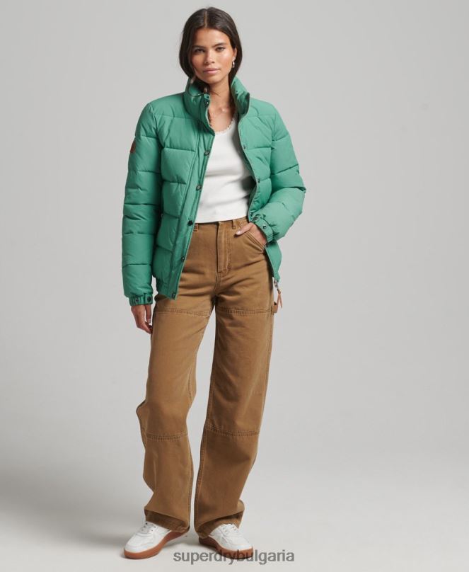 Superdry облекло N00H3608 зелено Жени ретро планинско пухено яке