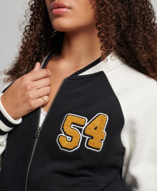Superdry облекло N00H3609 черен Жени сценарий колегиално бомбър яке