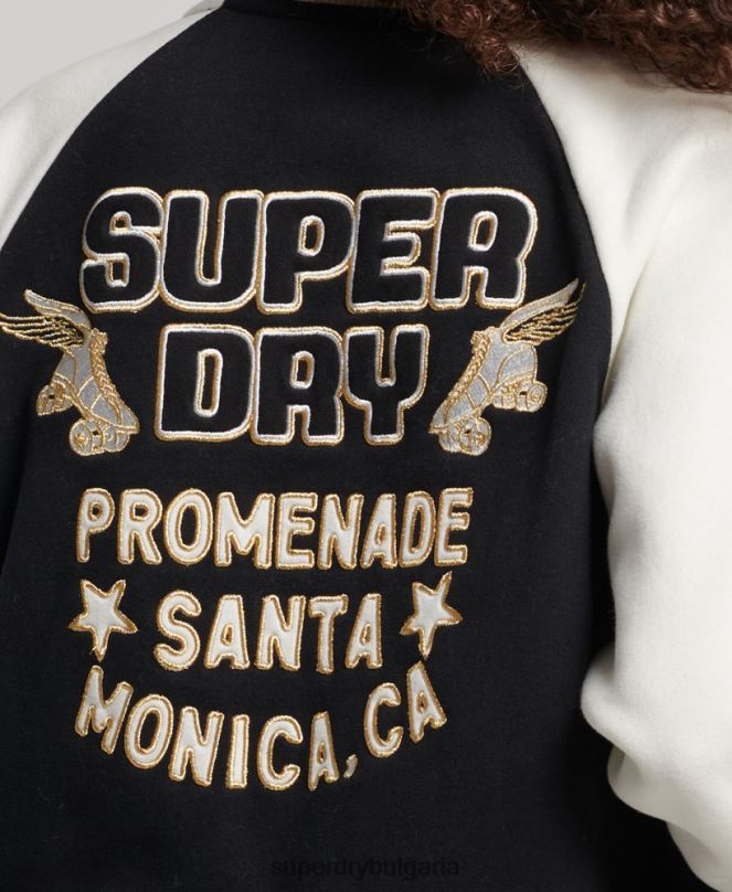 Superdry облекло N00H3609 черен Жени сценарий колегиално бомбър яке