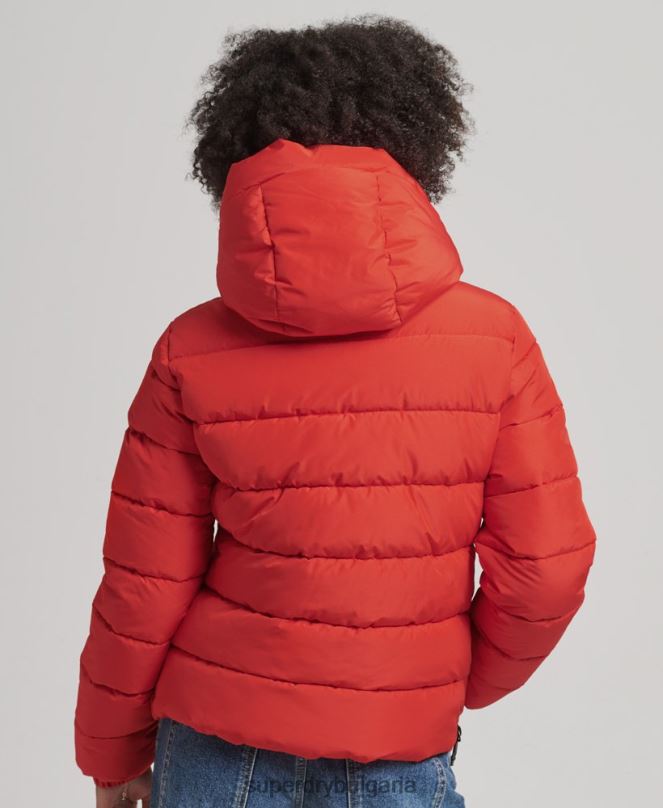 Superdry облекло N00H3612 червен Жени спортно пухено яке с качулка