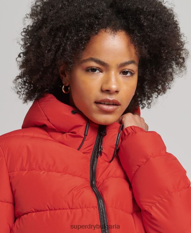 Superdry облекло N00H3612 червен Жени спортно пухено яке с качулка