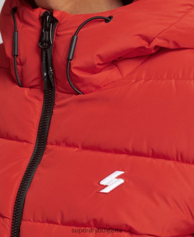 Superdry облекло N00H3612 червен Жени спортно пухено яке с качулка
