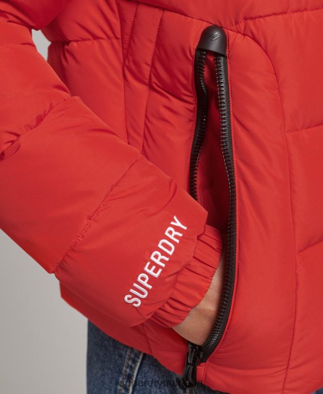Superdry облекло N00H3612 червен Жени спортно пухено яке с качулка