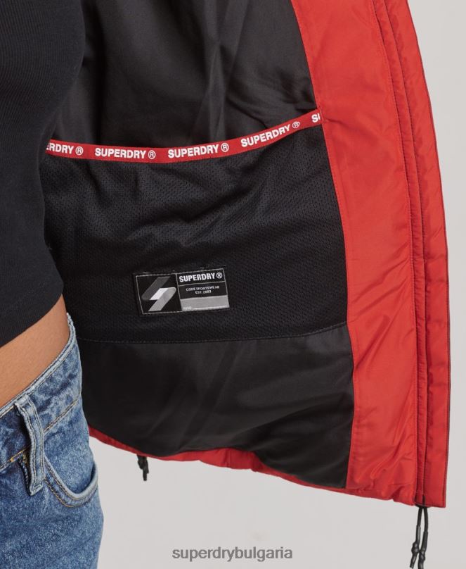 Superdry облекло N00H3612 червен Жени спортно пухено яке с качулка
