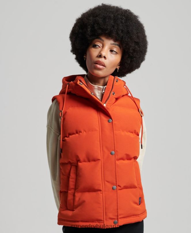 Superdry облекло N00H3621 оранжево Жени ретро жилетка Everest с качулка