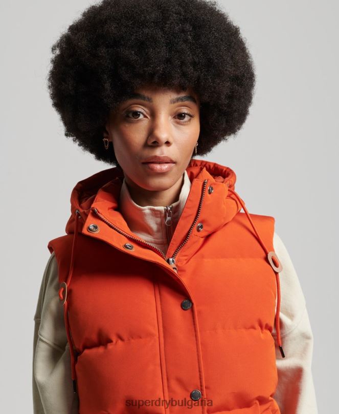 Superdry облекло N00H3621 оранжево Жени ретро жилетка Everest с качулка